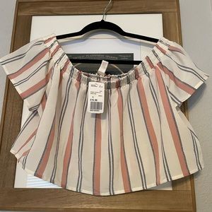 Off-the-shoulder flowy striped crop top new with tags